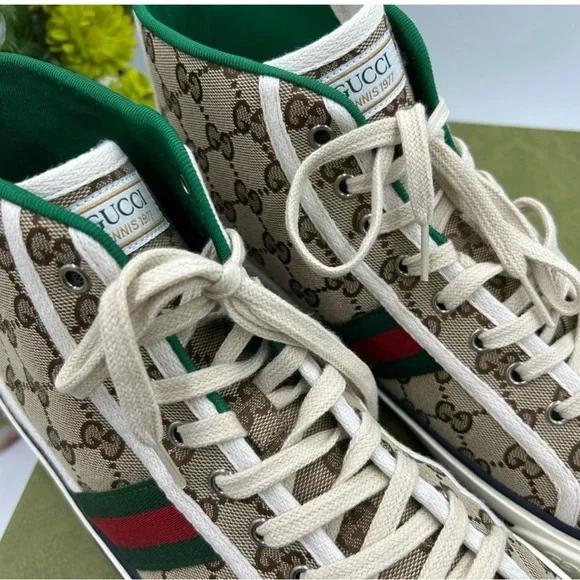 Men's Gucci 1977 tennis hightop sneakers size 11.5 made in Italy